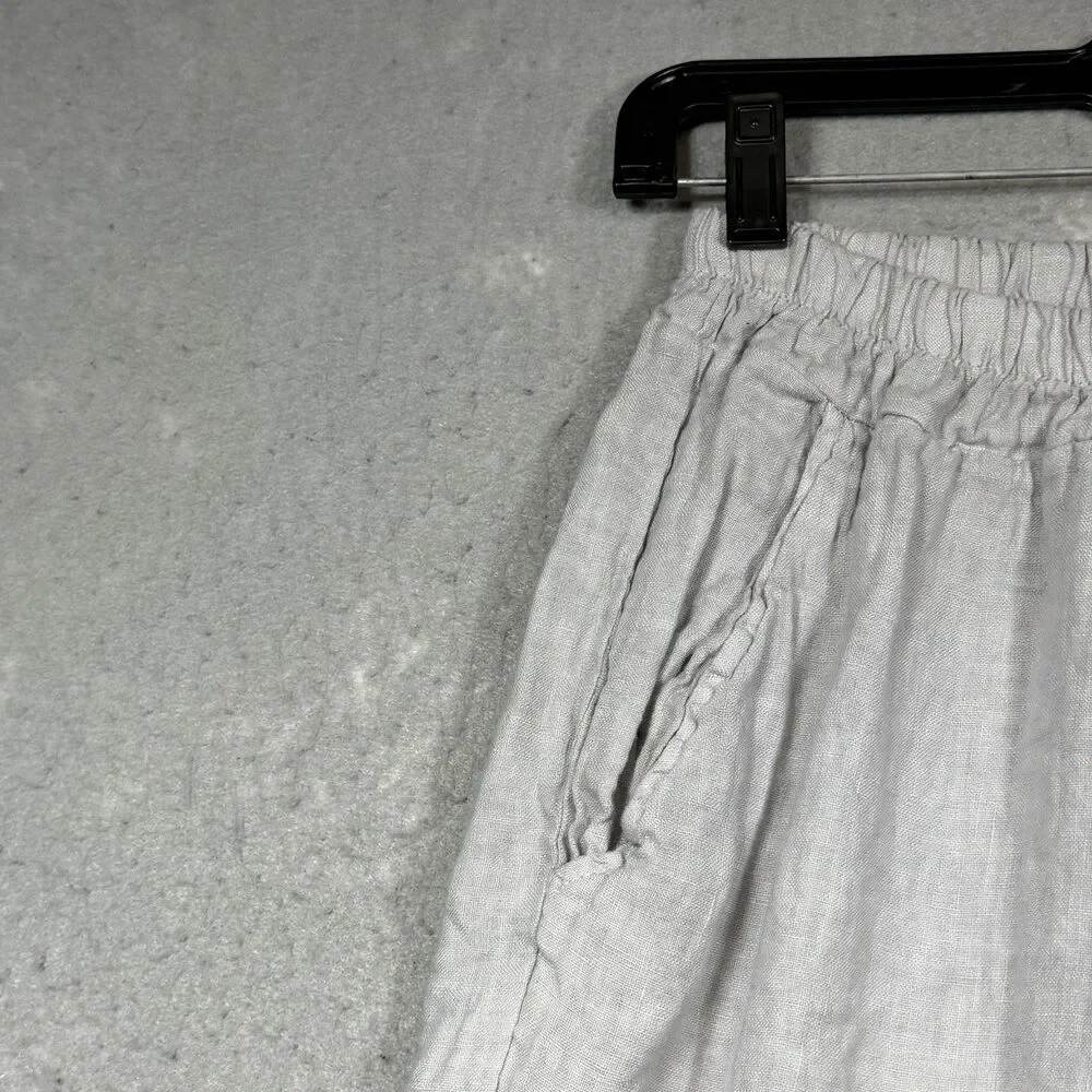 Tempo Paris Pants Women’s Size Medium 100% linen Lightweight Elastic Waistband